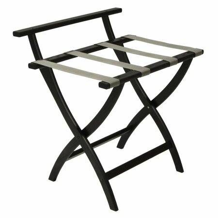 WOODEN MALLET Wall Saver Luggage Rack with Gray Straps - Black LR4-BKGRY